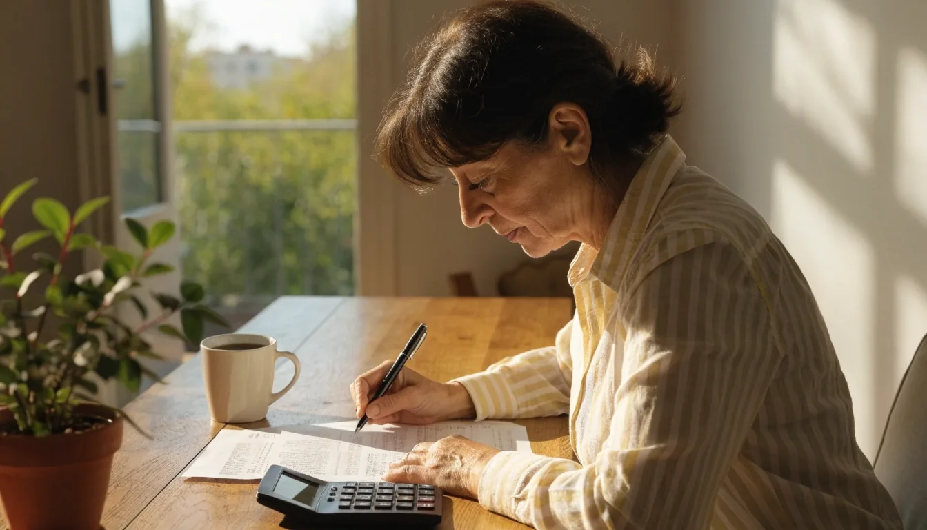 Persona revisando su plan de pensiones individual en una oficina bancaria