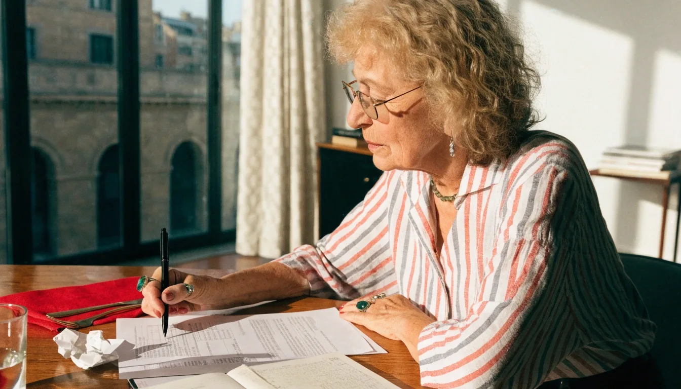 Persona revisando en casa su documentación de ahorro para la jubilación