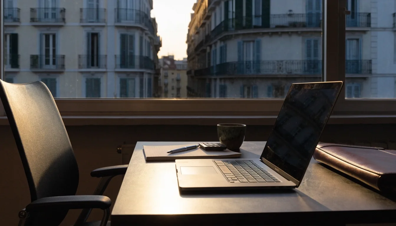 Vista del Passeig de Gràcia de Barcelona al atardecer, zona del equipo de asesoramiento